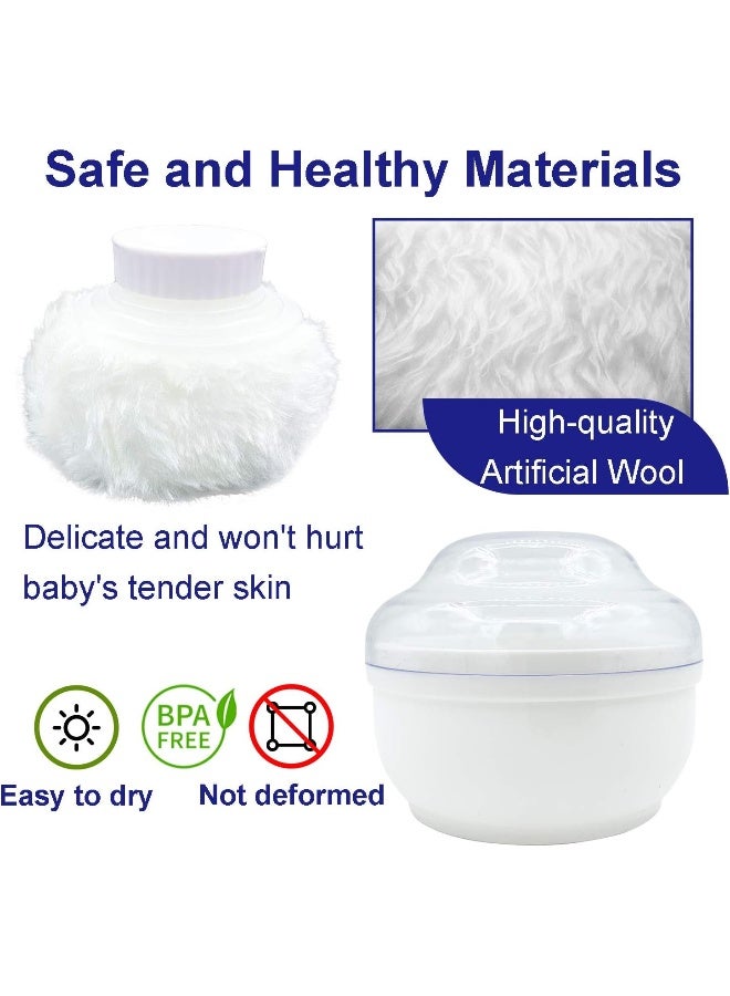Aurasin Storage Body Powder Container, Large 3.5" Fluffy Body After-Bath Powder Case, Baby Care Face/Body Villus Powder Puff Box, Makeup Cosmetic Talcum Powder Container with Hand Holder (White) - Image 2